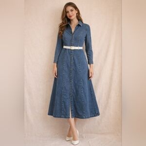 Chadwicks of Boston Cotton 90’s Y2K Denim Maxi Dress Womens Size 4